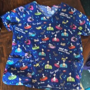Dr. Seuss Blue Women’s scrub top